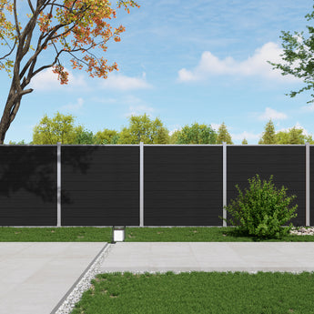 Mondaria Special Configuration 8ft H x 6ft W Composite Privacy Fence Panel - With 8ft Silver Post
