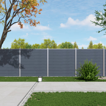Mondaria Special Configuration 8ft H x 6ft W Composite Privacy Fence Panel - With 8ft Silver Post