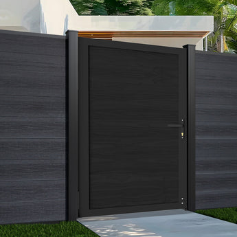 Mondaria Safety 4 ft. W x 6 ft. H Composite Panel Fence Gate with Aluminum Alloy Handle for Garden Privacy