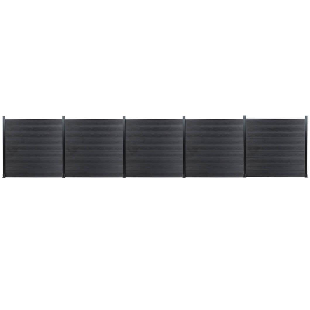 DIY 7.6 ft. H x 6 ft. W composite privacy fence with horizontal panels and concrete posts GJ13L55