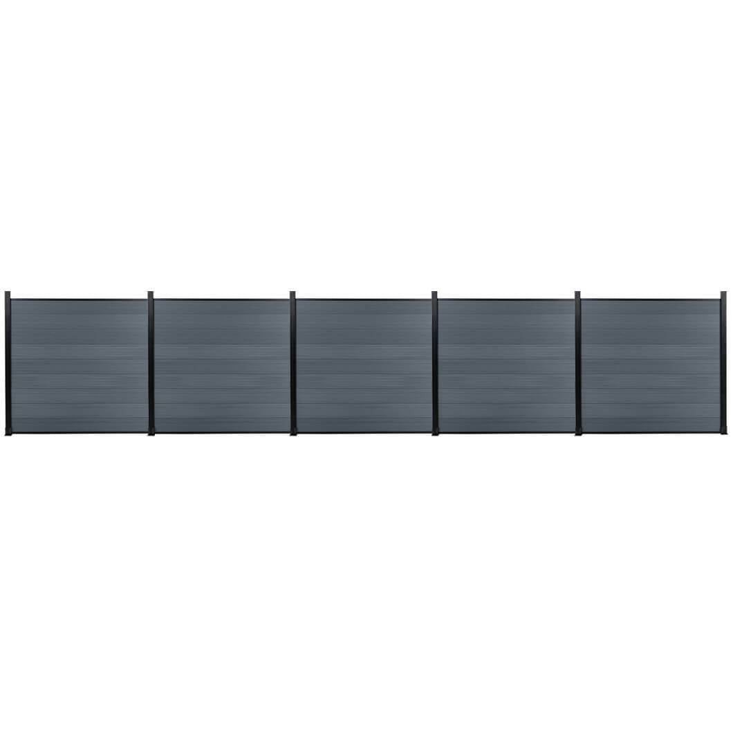 DIY 7.6 ft. H x 6 ft. W composite privacy fence with horizontal panels and concrete posts GJ13L24