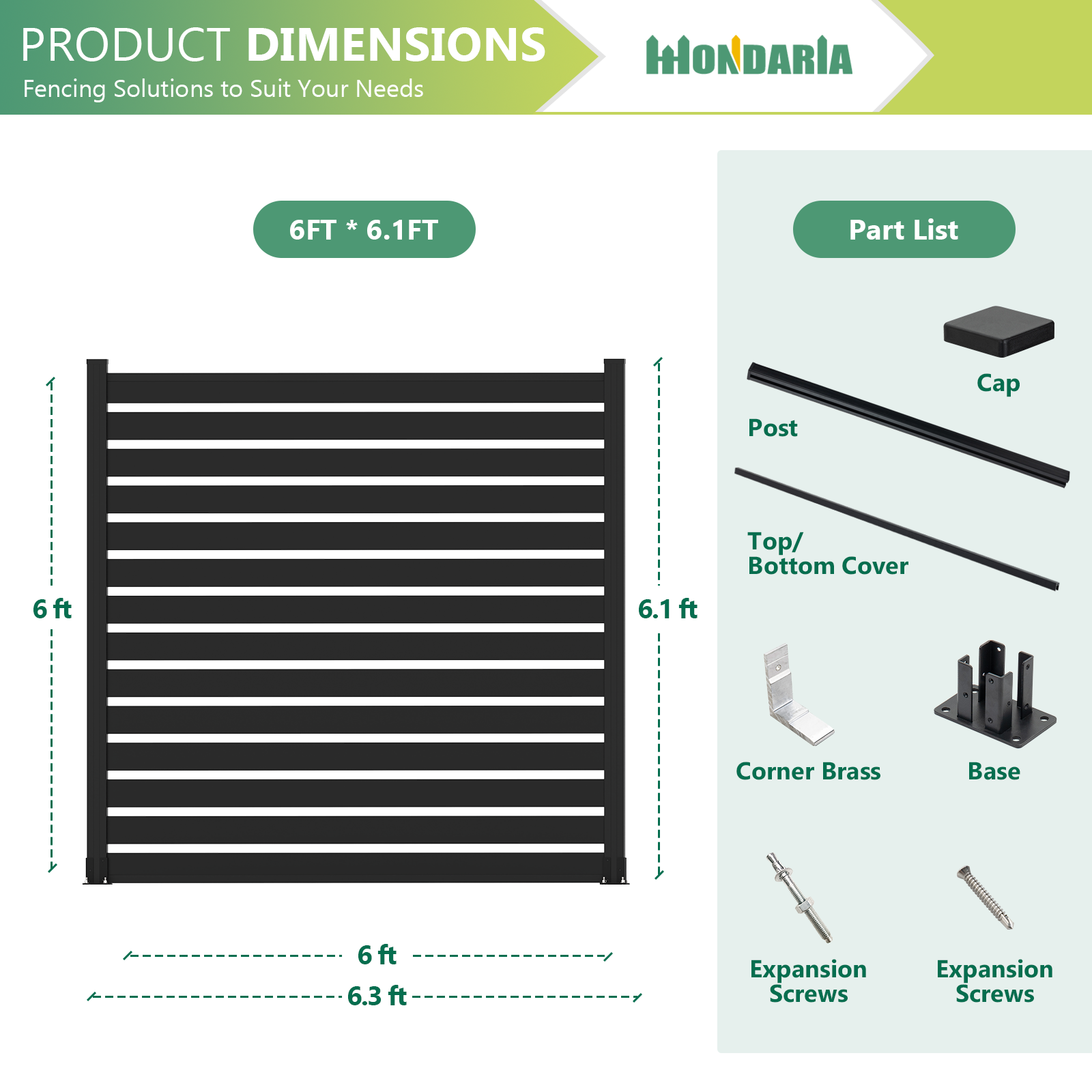 All-aluminum open slat garden fence for modern landscapes