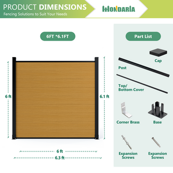 Mondaria Composite Privacy Fence – | Weather-Resistant, Low Maintenance Fencing (Antique Wood, Silver Gray, Golden Teak)