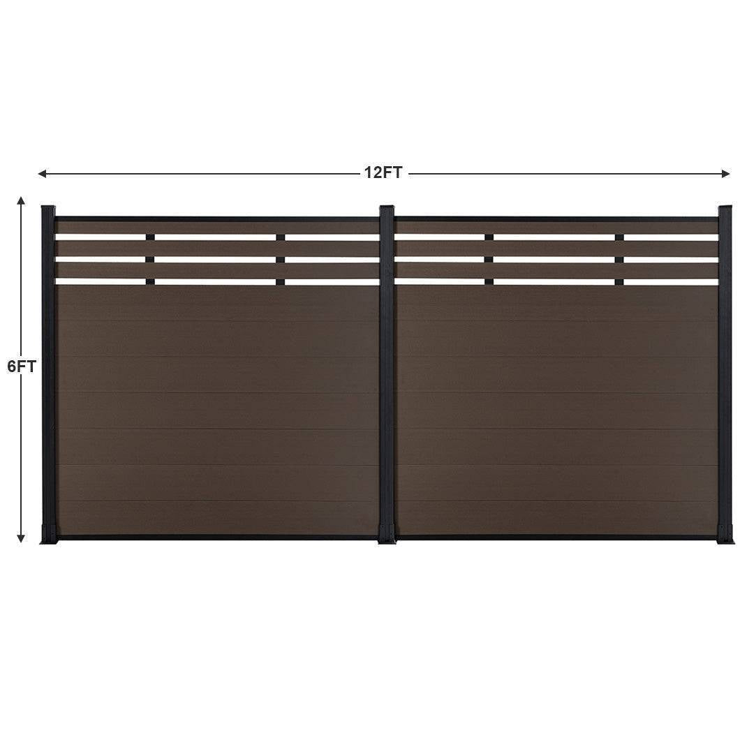 DIY 6 ft. H x 6 ft. W privacy fence with lattice top composite panels in horizontal design for outdoor privacy and security, model AM1019812