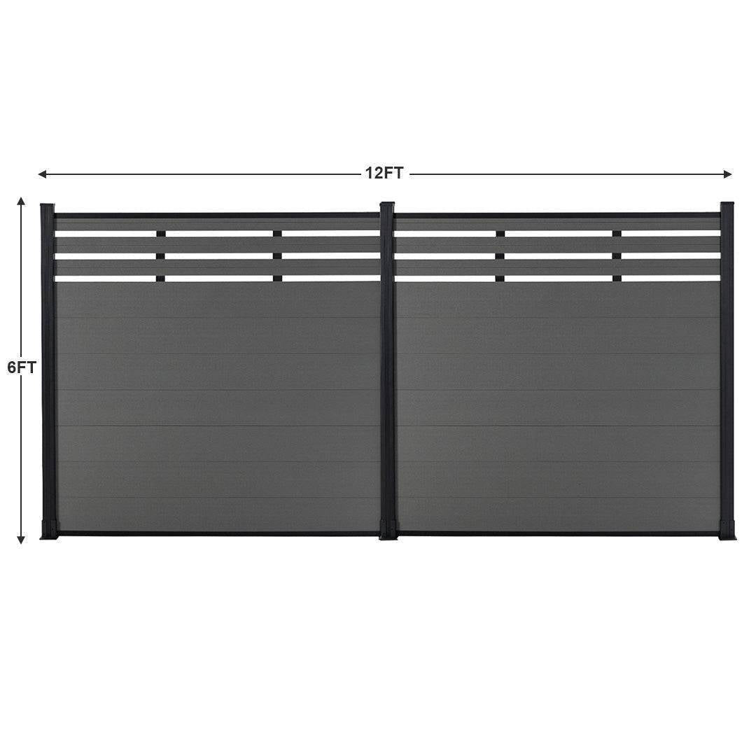 DIY 6 ft. H x 6 ft. W privacy fence with lattice top composite panels in horizontal design for outdoor privacy and security, model AM1019840