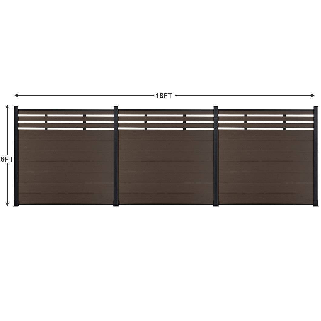 DIY 6 ft. H x 6 ft. W privacy fence with lattice top composite panels in horizontal design for outdoor privacy and security, model AM1019816