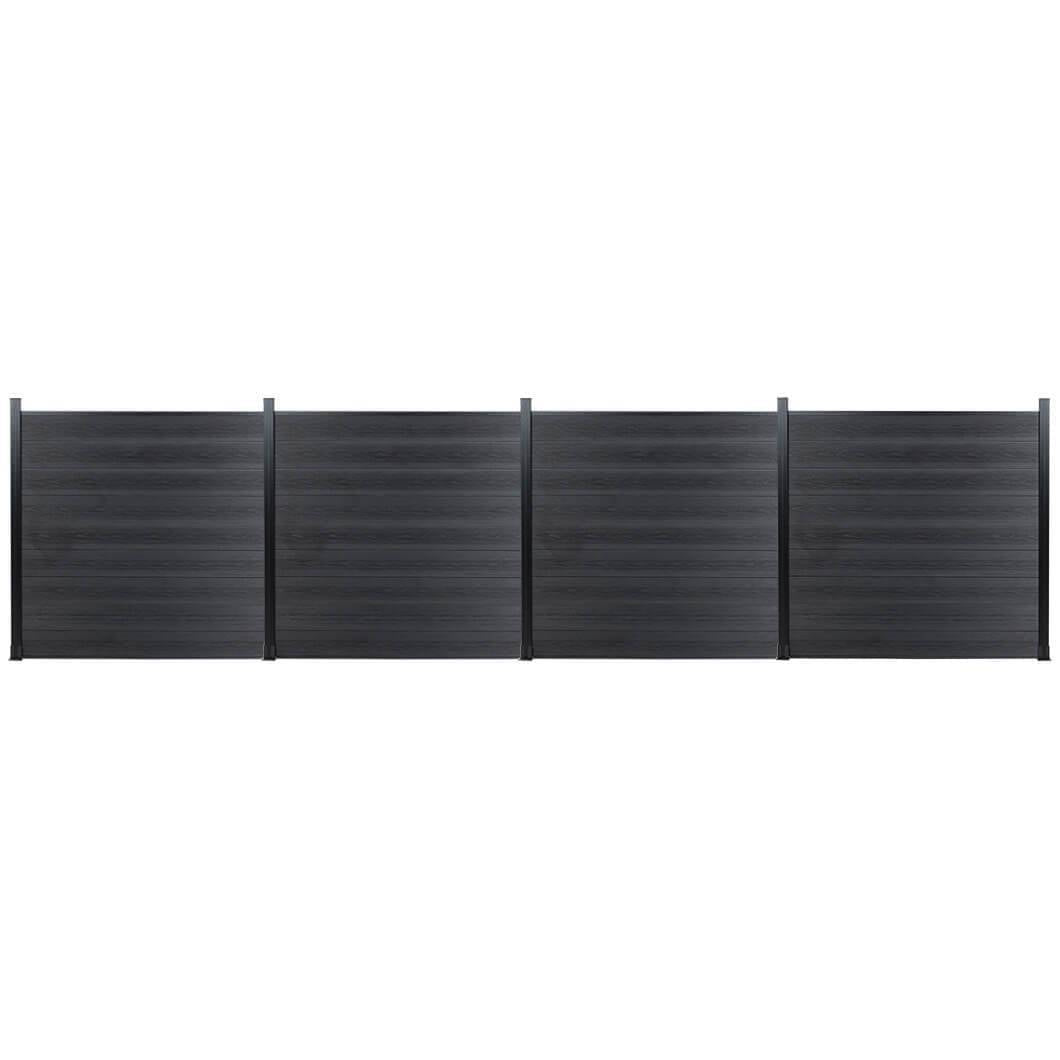 DIY 7.6 ft. H x 6 ft. W composite privacy fence with horizontal panels and concrete posts GJ13L86