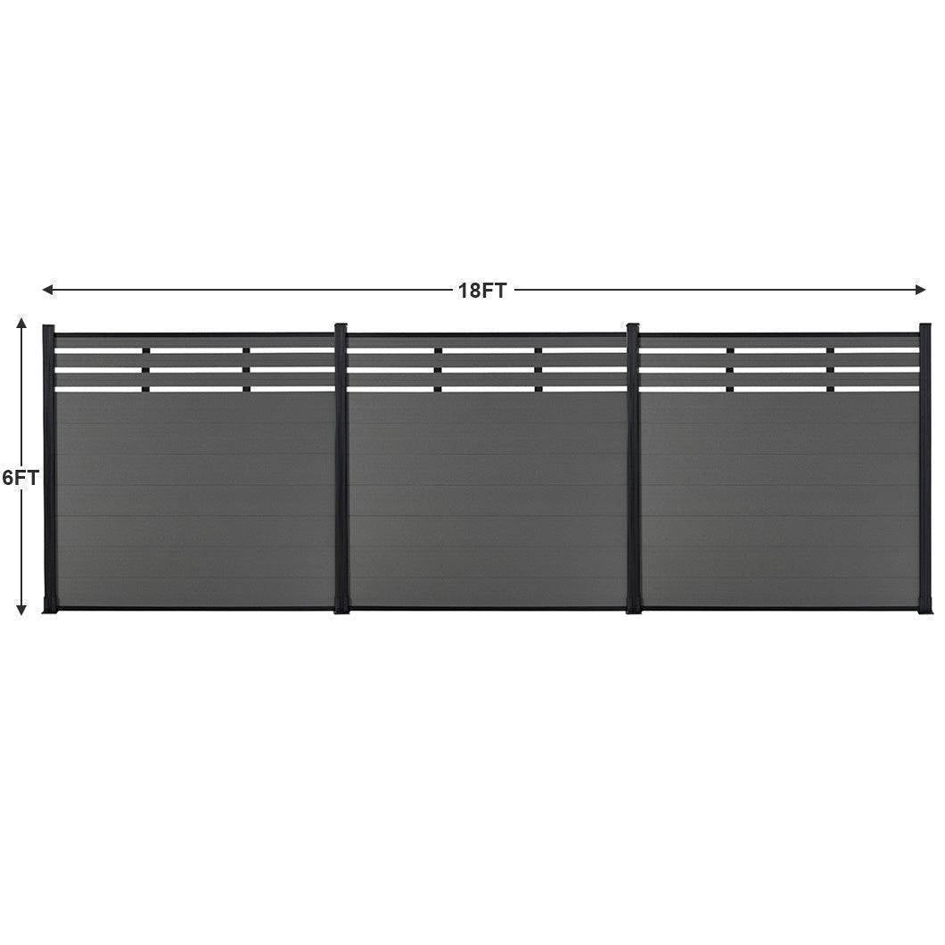 DIY 6 ft. H x 6 ft. W privacy fence with lattice top composite panels in horizontal design for outdoor privacy and security, model AM1019830