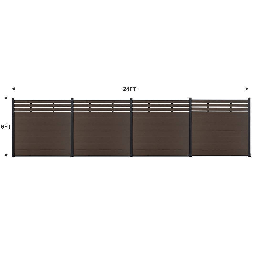 DIY 6 ft. H x 6 ft. W privacy fence with lattice top composite panels in horizontal design for outdoor privacy and security, model AM101987