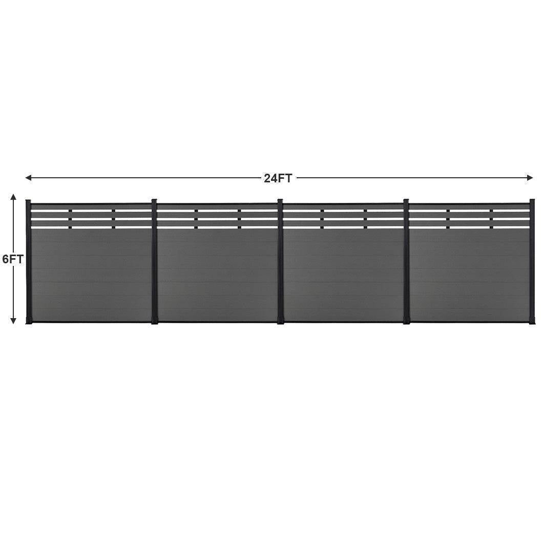 DIY 6 ft. H x 6 ft. W privacy fence with lattice top composite panels in horizontal design for outdoor privacy and security, model AM1019817