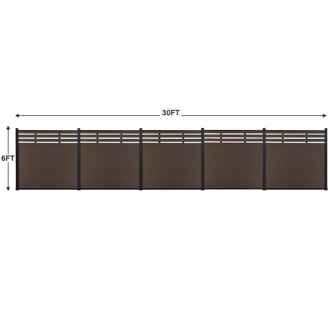 DIY 6 ft. H x 6 ft. W privacy fence with lattice top composite panels in horizontal design for outdoor privacy and security, model AM1019813