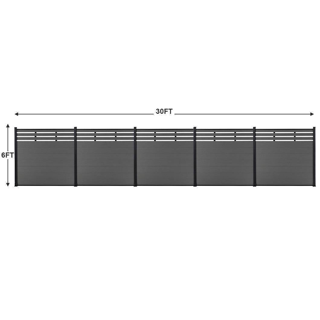 DIY 6 ft. H x 6 ft. W privacy fence with lattice top composite panels in horizontal design for outdoor privacy and security, model AM101980