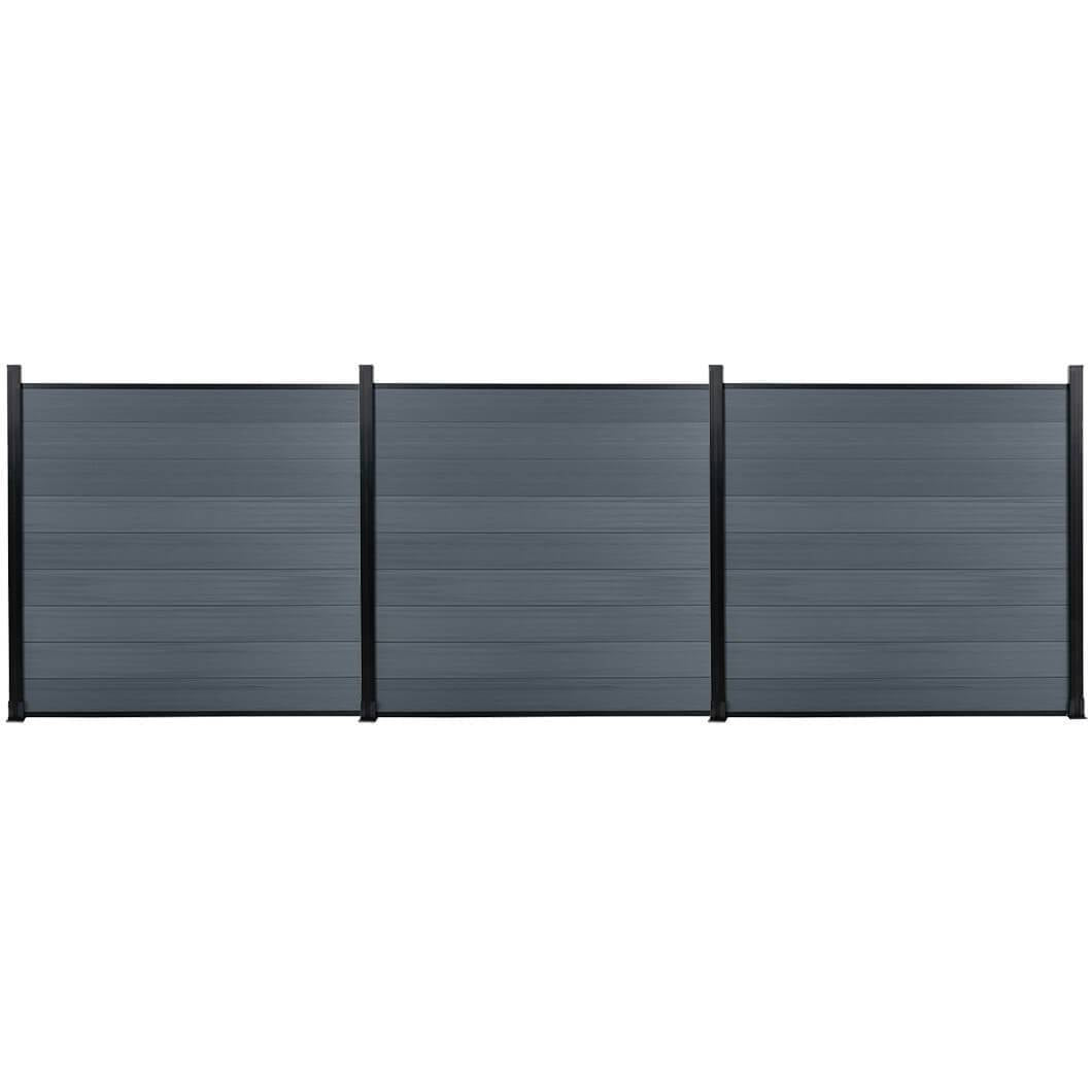 DIY 7.6 ft. H x 6 ft. W composite privacy fence with horizontal panels and concrete posts GJ13L70