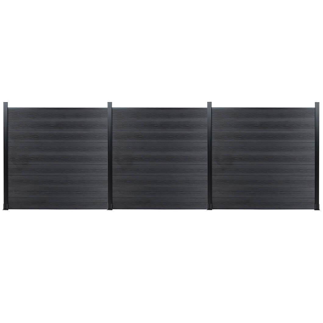DIY 7.6 ft. H x 6 ft. W composite privacy fence with horizontal panels and concrete posts GJ13L20