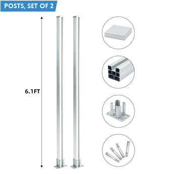 6ft Horizontal Composite Privacy Garden Fence Post - Silver, Set of 2