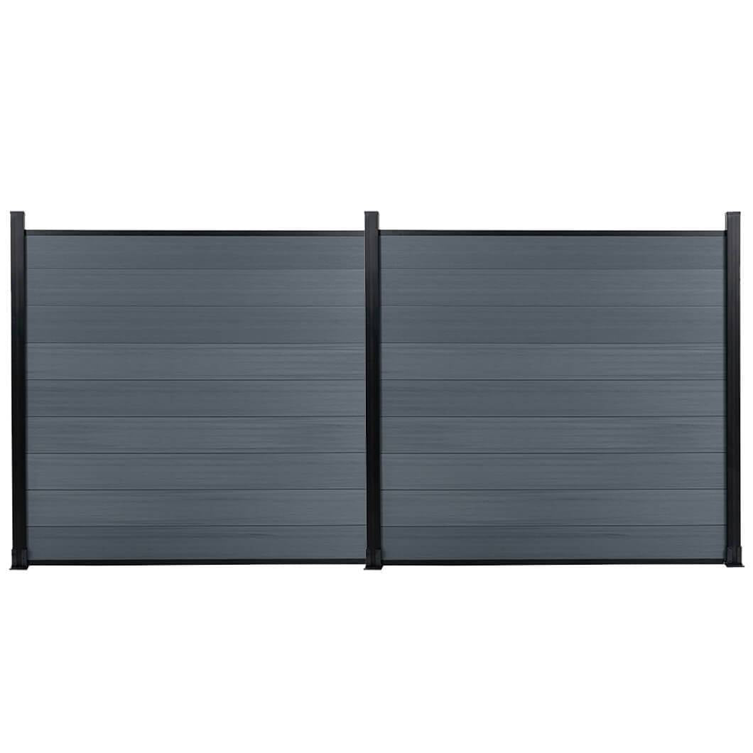 DIY 7.6 ft. H x 6 ft. W composite privacy fence with horizontal panels and concrete posts GJ13L79