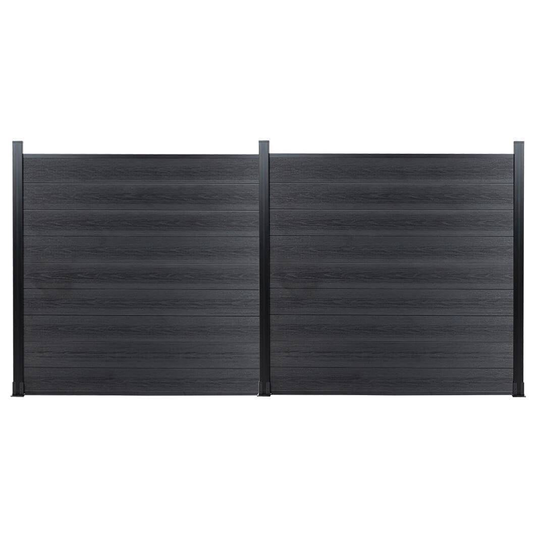 DIY 7.6 ft. H x 6 ft. W composite privacy fence with horizontal panels and concrete posts GJ13L53