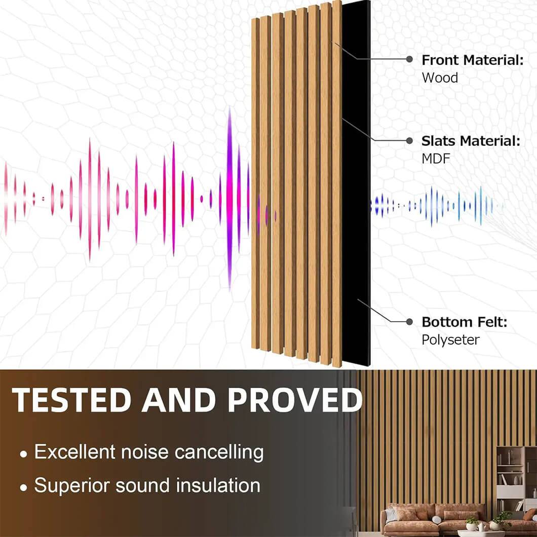 Luxury acoustic slat wood panels for soundproofing and aesthetic wall decor in garden fence31