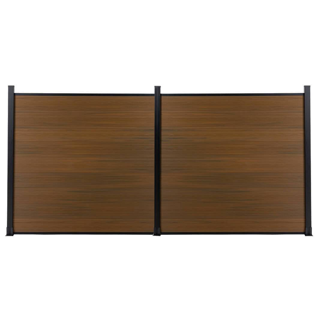 DIY 7.6 ft. H x 6 ft. W composite privacy fence with horizontal panels and concrete posts GJ13L32