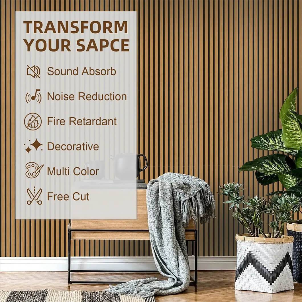 Luxury acoustic slat wood panels for soundproofing and aesthetic wall decor in garden fence18