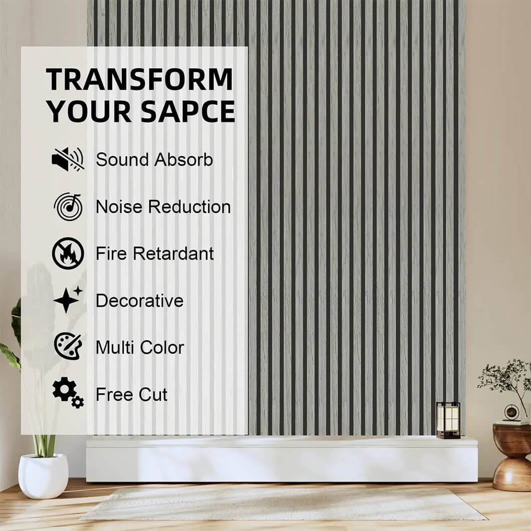 Luxury acoustic slat wood panels for soundproofing and aesthetic wall decor in garden fence5