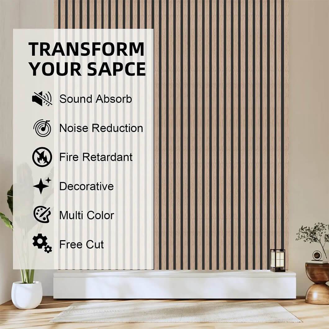 Luxury acoustic slat wood panels for soundproofing and aesthetic wall decor in garden fence0