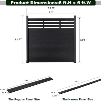 Mondaria Modern Garden Lattice Top Composite Privacy Fence – Grained Finish with 6ft Ground Post