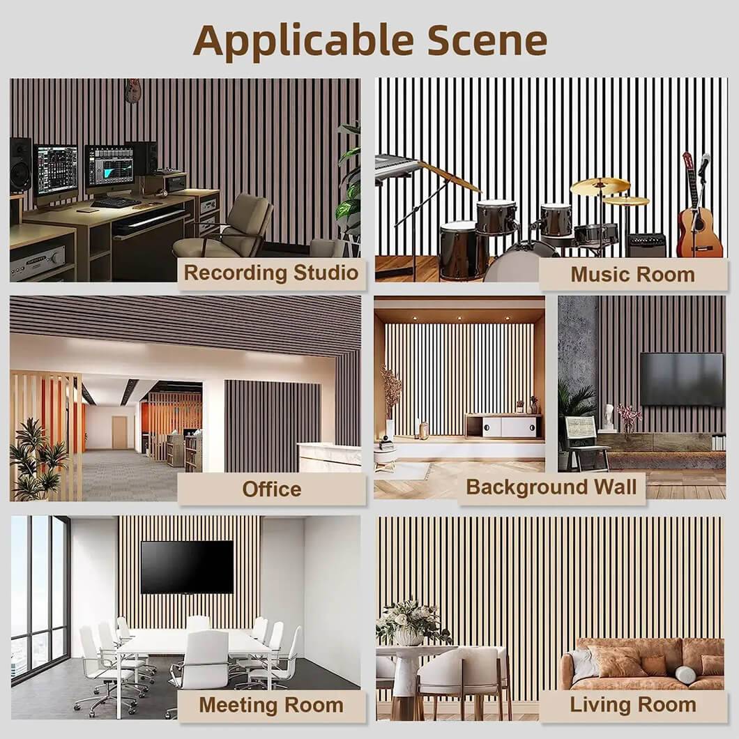 Luxury acoustic slat wood panels for soundproofing and aesthetic wall decor in garden fence37