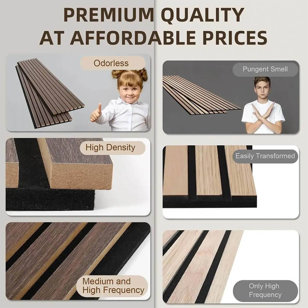 Luxury acoustic slat wood panels for soundproofing and aesthetic wall decor in garden fence25