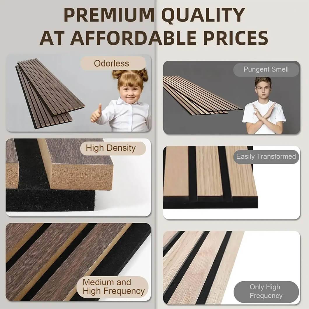 Luxury acoustic slat wood panels for soundproofing and aesthetic wall decor in garden fence35