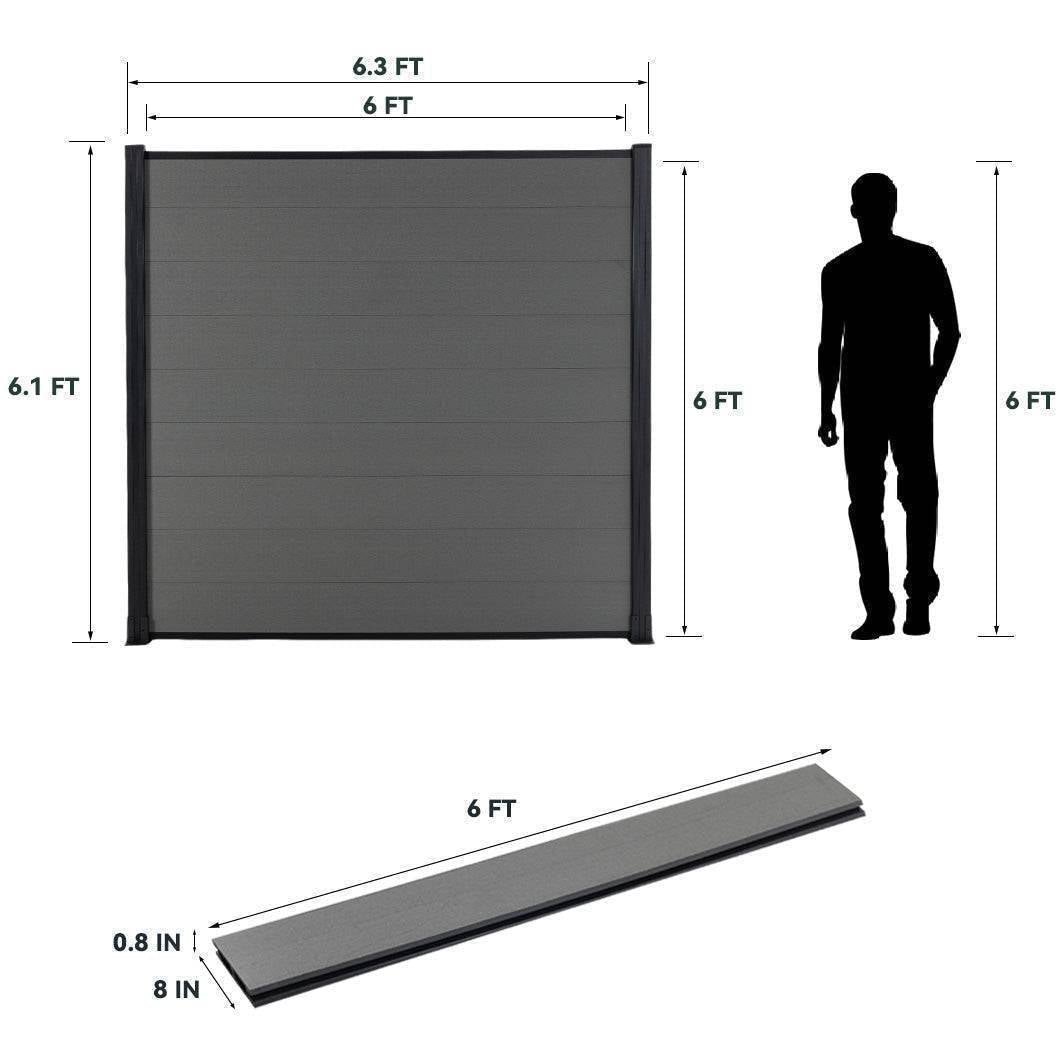 DIY 6 ft. H x 6 ft. W x 0.8 in horizontal privacy composite fence panel for outdoor AM1013
