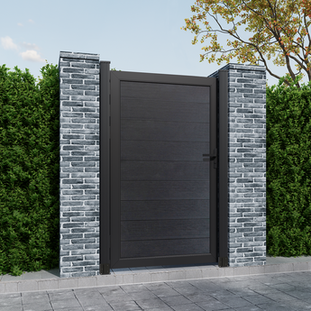 Safety 3 ft. W x 6 ft. H Composite Panel Fence Gate with Aluminum Alloy Handle for Garden Privacy