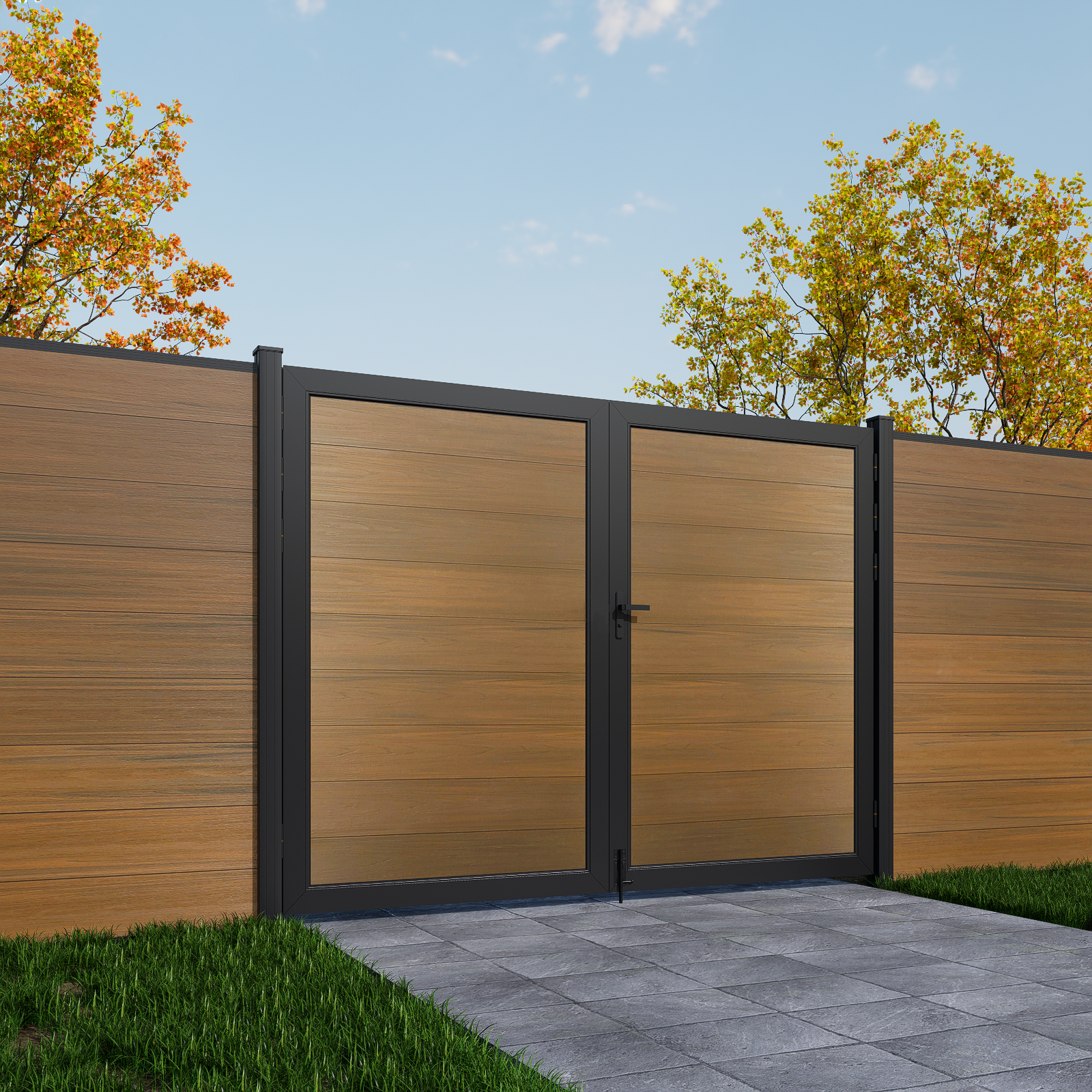 Mondaria 6x6ft brown double swing composite fence gate