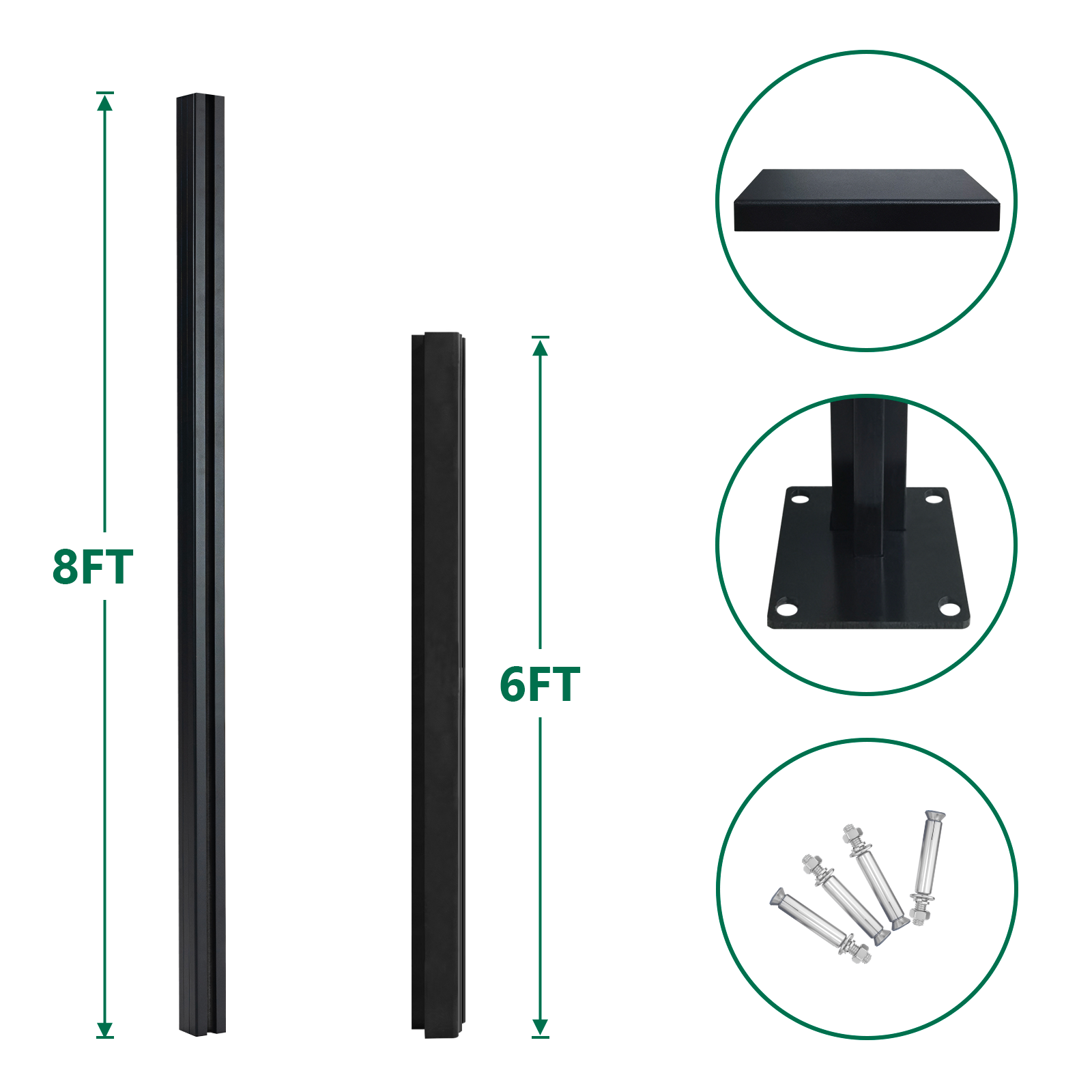 Mondaria 8ft In-Ground Corner Fence Post – Heavy-Duty Outdoor Privacy Fence Support