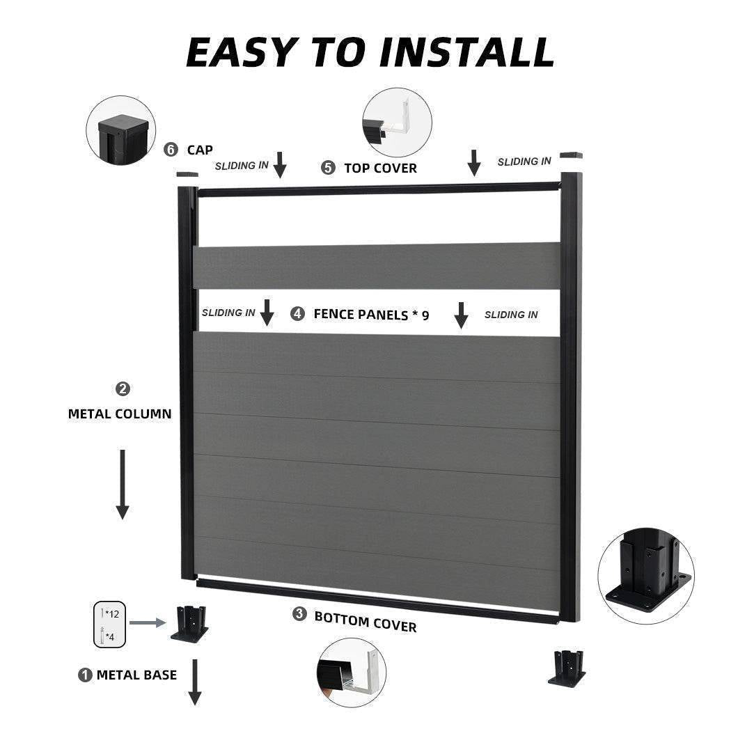 DIY 6 ft. H x 6 ft. W x 0.8 in horizontal privacy composite fence panel for outdoor AM10140
