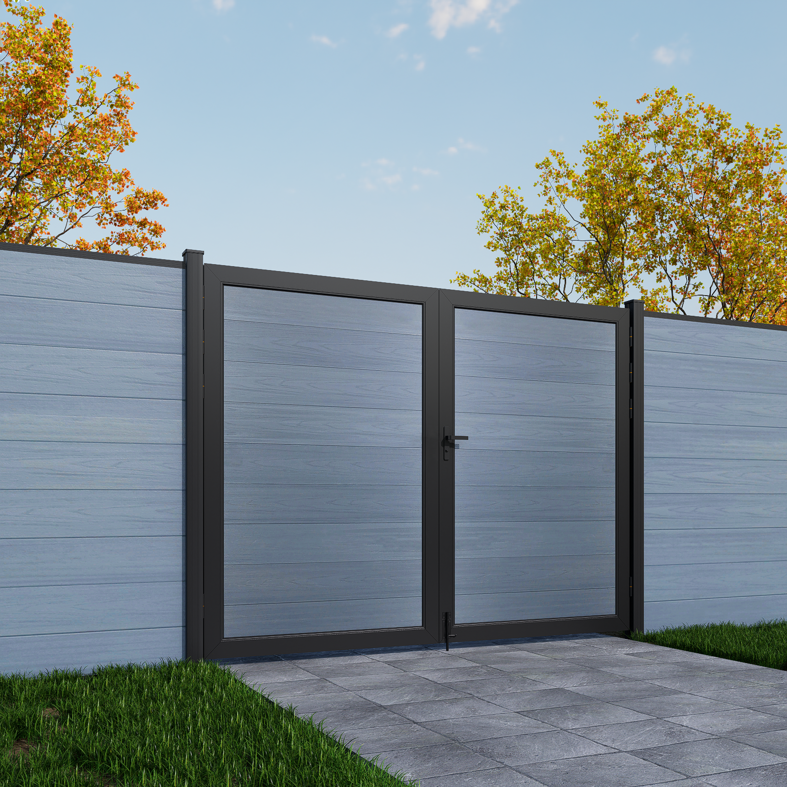 Contemporary gray 6x6 feet double gate – Mondaria