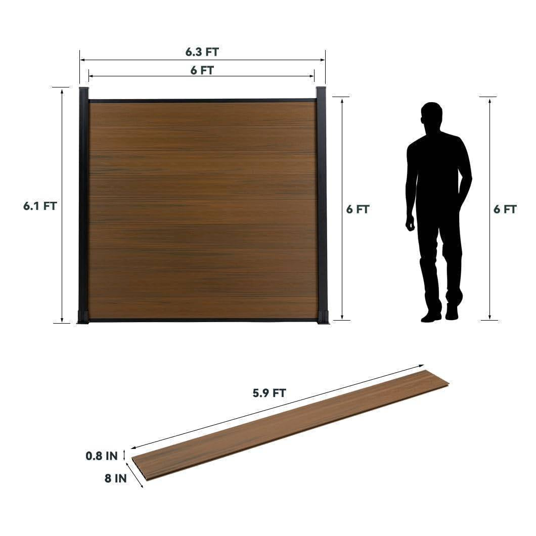 DIY 7.6 ft. H x 6 ft. W composite privacy fence with horizontal panels and concrete posts GJ13L46