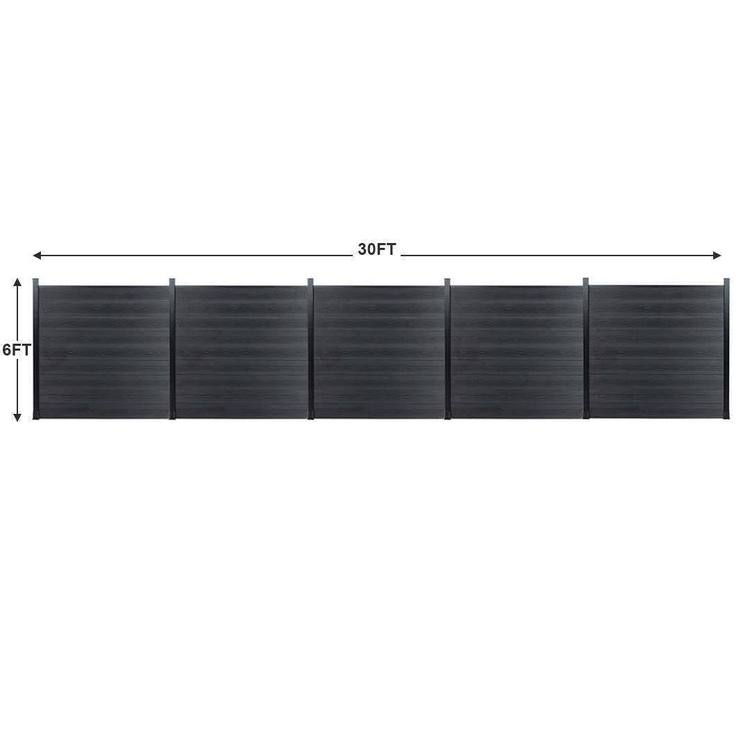 mondaria-diy-privacy-fence-composite-fence-black-five-piece-set