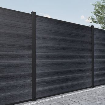 Mondaria 6ft ground post composite fence with stylish wood-look privacy panels