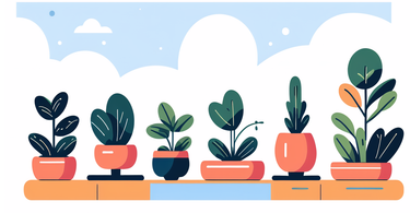 Mondaria outdoor planters on wooden shelf with potted plants in terracotta pots