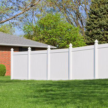 Composite privacy fence panels in WPC material resembling vinyl fences