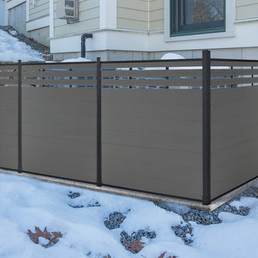 Composite privacy fence panels and WPC fence boards for outdoor equipment fencing