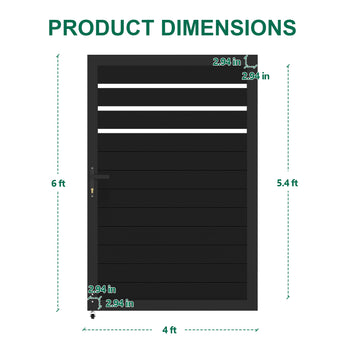 Mondaria 6ft H × 4ft W Semi-Privacy Aluminum Gate – Modern, Rust-Proof, Easy Installation Outdoor Door