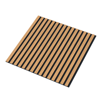 Acoustic Wall Panels for Home – 8 Pack 23.6"x23.6" Soundproof Panels for Walls, Decorative Slat Design, Noise Reduction Panels for Home Office, Studio, Theater – Black / Walnut / Teak / White Oak