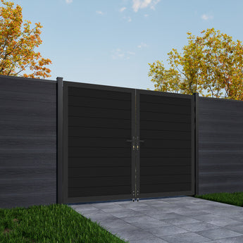 Mondaria 6ft H x 8ft W Aluminum Double Gate – Modern Privacy Metal Gate for Yard, Driveway & Garden | Heavy-Duty, Rust-Resistant, Low-Maintenance