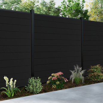 Mondaria 6 ft × 8 ft All-Aluminum Solid Privacy Panel (with 8ft post)— Concrete-Mount, Rust-Proof & Modern