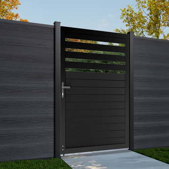 Mondaria 5.87ft H × 4ft W Semi-Privacy Aluminum Gate – Modern, Rust-Proof, Easy Installation Outdoor Door