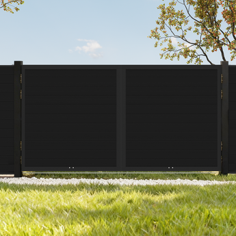 Mondaria 12 ft Double Swing Auto Gate — Straight-Arm Operators (Aluminum)