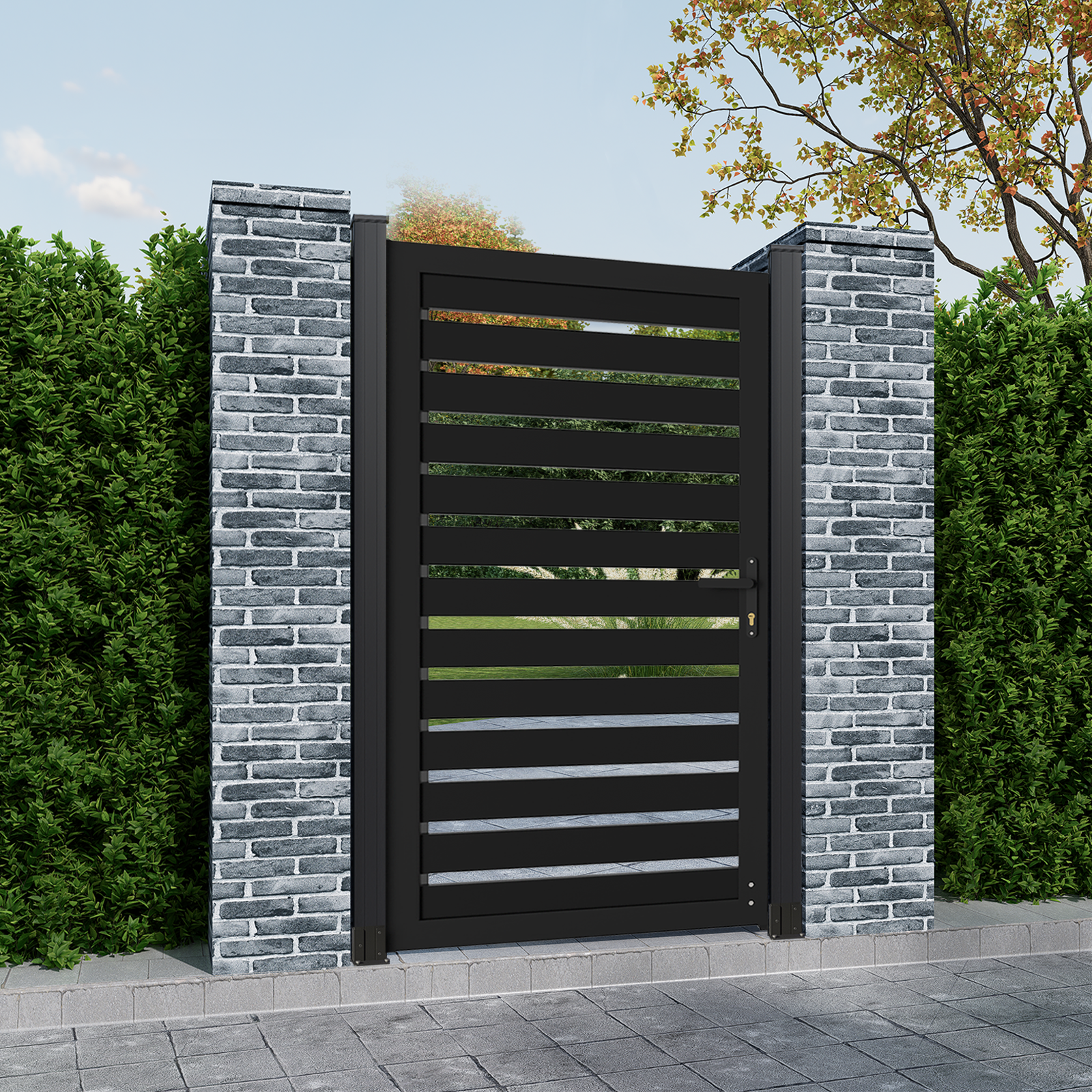 Slotted Gate Mondaria 5.87ft H × 3ft W Aluminum Slatted Gate – Modern & Breezy ...