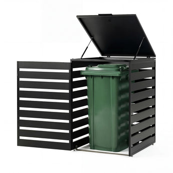 Mondaria Aluminum Trash Can Enclosure – Modern Outdoor Garbage & Recycling Bin Hideaway